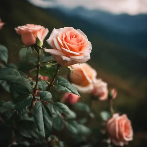 Roses grow on rocky mountains