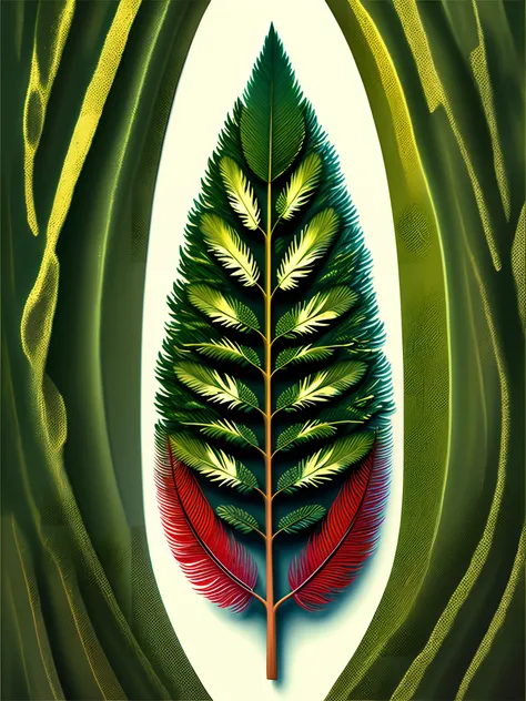 Cardinal feather combined with an evergreen tree