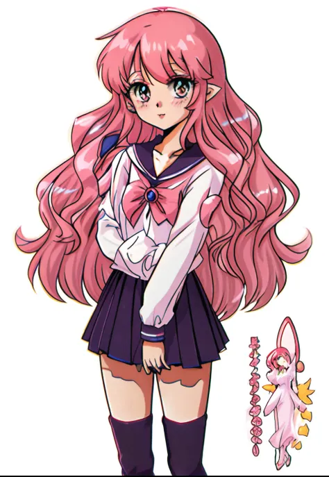 a cartoon girl with long pink hair and a white shirt, humanoid pink female squid girl, anime moe artstyle, marin kitagawa fanart...