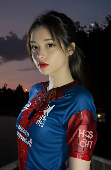 spiderman jersey, 1girl, global illuminations,