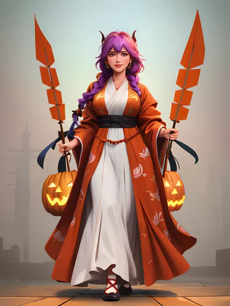 (full body standing),full body shot halloween pumpkin,halloween, full body shot 、devil beautiful lady、halloween costumes,、hallow...