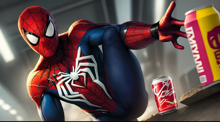 Spiderman with c4 energy drink