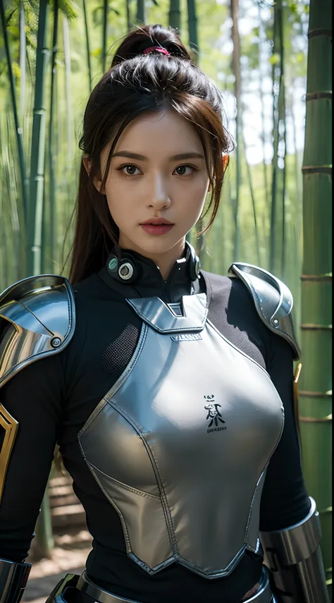 Close-up of bamboo forest Chinese architectural landscape photo, Robot Valkyrie special effects cleared，colorful vivid octane render, cybernetic and highly detailed, loba andrade from apex legends, created in unreal engine 5, made in unreal engine 5, trend...