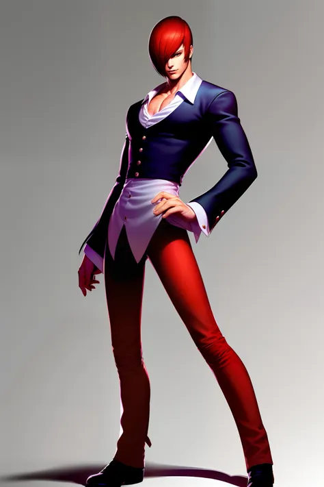 1boy,solamente, iori yagami, the king of fighters perfect details add 8;7, iori yagami kof,yagami iori,(cara con detalles perfec...