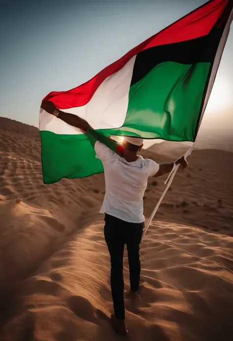 Man holding Palestine flag