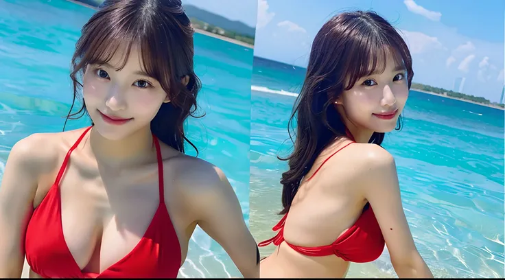 Beautiful woman in red bikini 18 years old