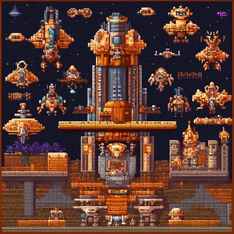 The last boss of vertical scrolling shooter、retro gaming、Symmetrical shape、spaceships、There are cockpits in the front and rear