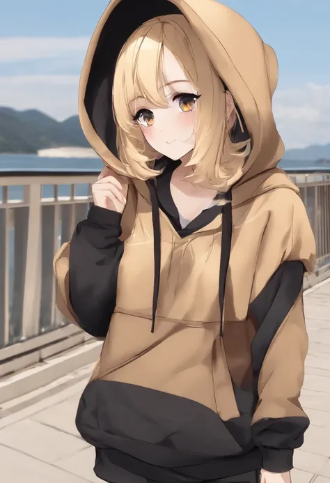 Fashionable　japanes　Hoodie　Cute big hood　a blond　　spotless