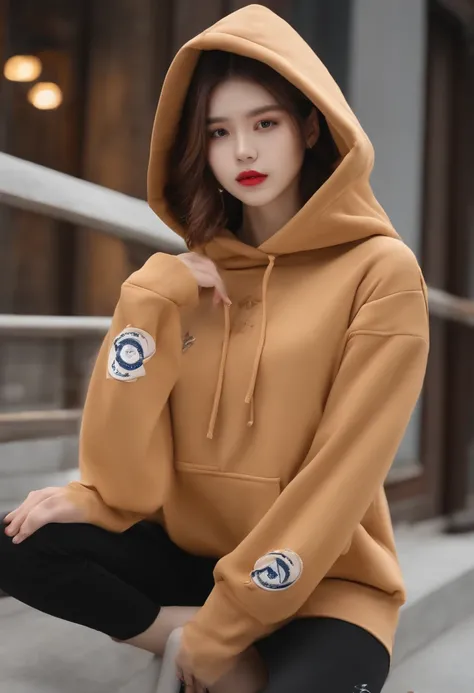 Fashionable　Korea　Hoodie　Cute big hood　a blond