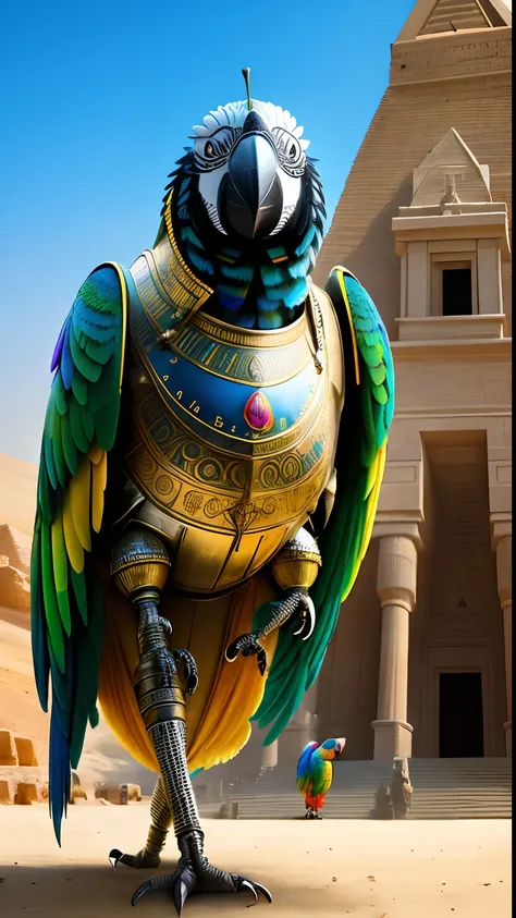 animalrizz   (( parrot )) 10, masterpiece, highres, absurd,photorealistic portrait, parley_armature,egypt,pyramids, cute robot s...