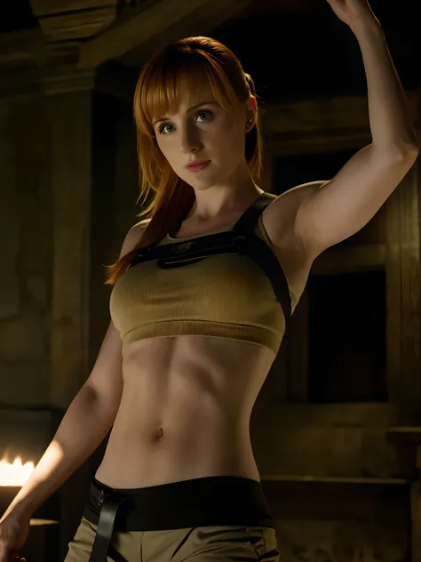 Melissa Rauch, Tomb Raider, ultra realistisch, ultra-detailliert, detaillierter Hintergrund,