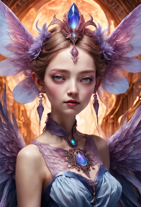 ((best quality)), ((masterpiece)), ((realistic,digital art)), (hyper detailed), Bl00m1ngF41ry female Sylph, humanoid elemental being, delicate and ethereal beings with gossamer wings, guardians of the air, mountain top,weather, Elderly, Broad, Southeast As...