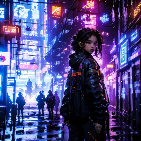 electrifying image, cyberpunk world, a sexy expert hacker girl in action wearing futuristic bodysuit, connected to a futuristic wired holographic interface, in the process of hacking, a dystopian machine structure with wires is connected to her head, conne...