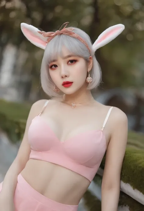 Top image quality、Raw photography、超A high resolution、18-year-old Korean、Glasses beauty、Colossal tits:1.5、cleavage of the breast:1.5、fair white skin、shiny white skin、(short bobbed hair)、bright silver hair、bright white hair、Beautiful eyes with random colors、...