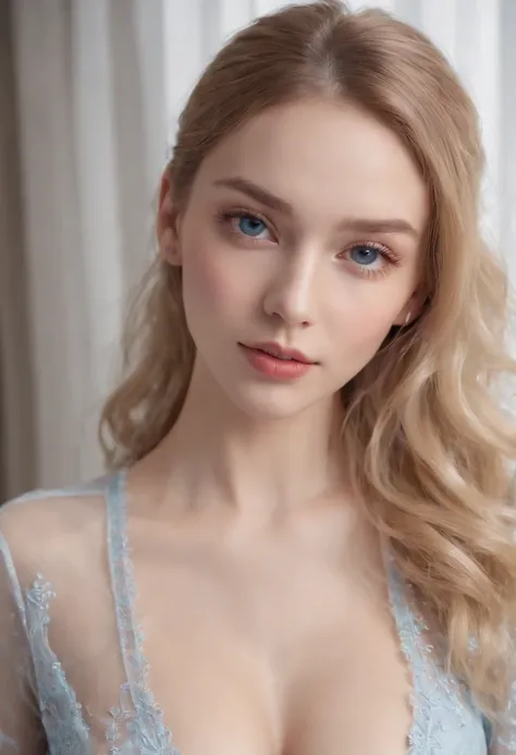 Photo of a 16-year-old European girl, raw, fullnude、Blonde blue-eyed, (Very long wavy blonde hair), (blue eyess),（eyes gentle）、Detailed udder ,(that popped out)、(Detailed face: 1.2 ), barechested、Pubic hair、Smile、((detailed facial features)), (Fine skin), ...