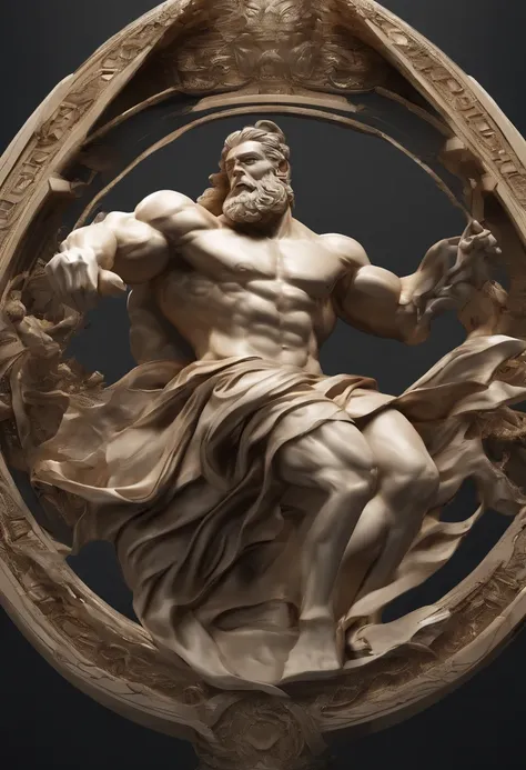 Stock stoic Grigkey，This is the historical position of Greece，Muscular 8k movie profile with Hercules-style and dark background