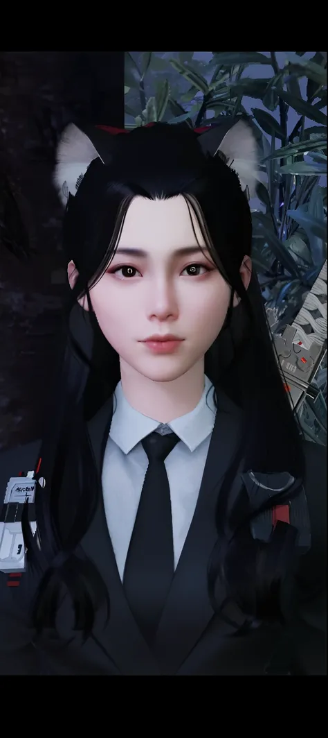 there is a woman in a suit and tie with a cat on her head, hyperrealistic schoolgirl, a hyperrealistic schoolgirl, realistic schoolgirl, inspired by Sim Sa-jeong, inspired by Ma Yuanyu, inspired by Li Mei-shu, with very highly detailed face, jk uniform, he...