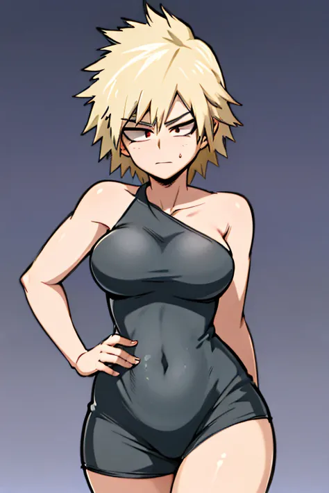 (1 mujer), (Milf), (Mitsuki Bakugou), (confused face), retrato, detallado, sexy, vestido ajustado