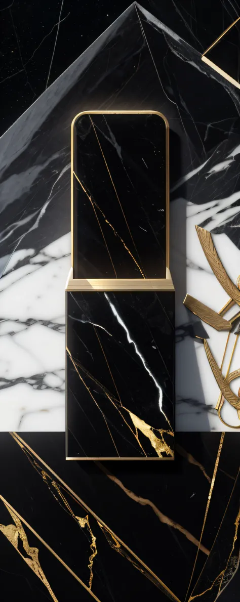 Close-up of black marble countertop, black marble, Ashford black marble, carved black marble, stone marble,Close-up of black marble box with gold edge, black marble, black marble, all marble, exquisite marble details, baroque marble and gold in space, marb...