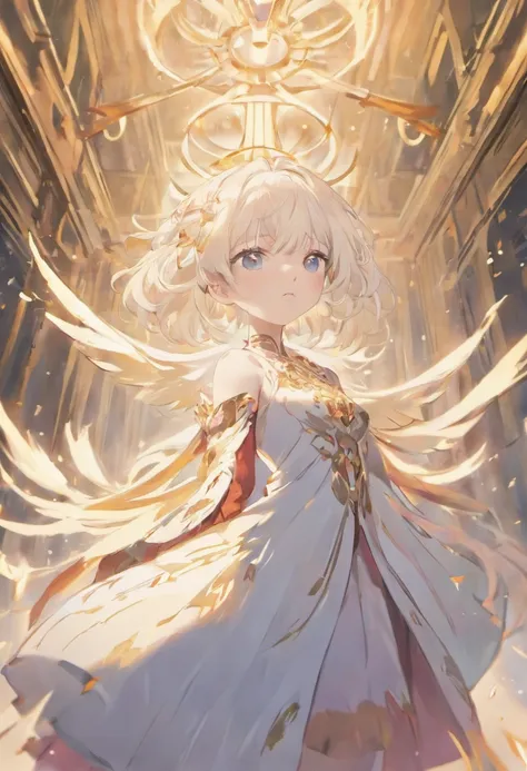 An elegant teenager, (([Pure white|Juvenile white] Hair)),The hair is silvery-white，Feel free to drape，Its like mercury pouring down，The eyes are beautiful dark red。What he wears，An elegant dress similar to black，The gold ornamentation on it shows the inde...