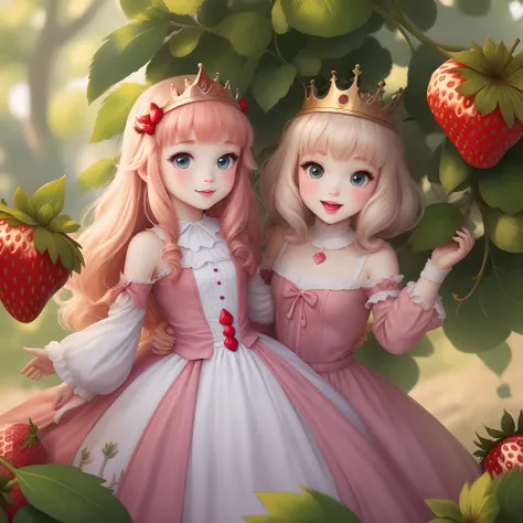 White strawberry cute cartoon princess image