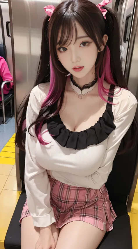 korean high school girl，sitting on the train，（（（tmasterpiece）））， （（best qualtiy））， （（intricate detailes））， （（ultra-realistic rea...