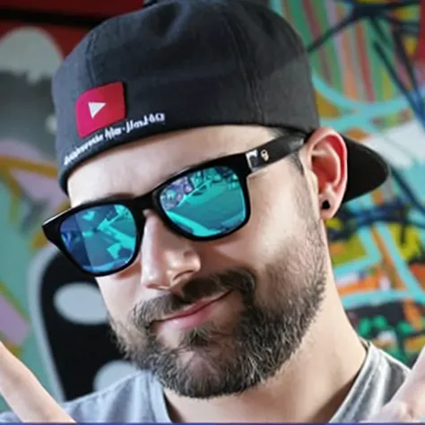 There was a man wearing a hat and sunglasses doing a peace sign, jody highroller, H3H3, twitch streamer / gamer ludwig, youtuber, twitch streamer, wearing sunglasses and a cap, Doug Walker, headshot profile picture, high quality portrait, Samdoesart, profi...