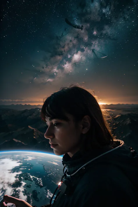 create a portrait  of a beautiful scenery of outer space