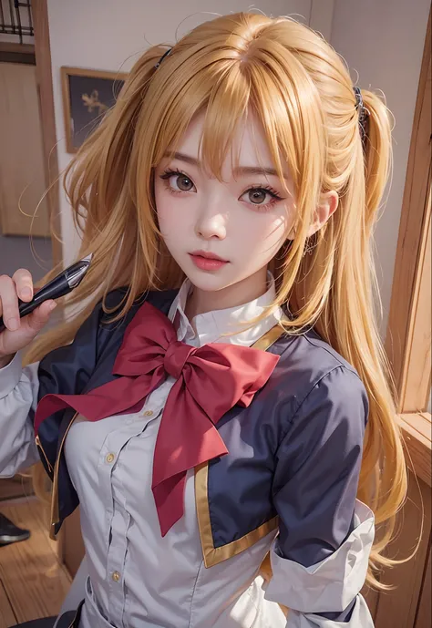 ruby hoshino, ultra detail, realistic, masterpiece, best quality, yellow hair