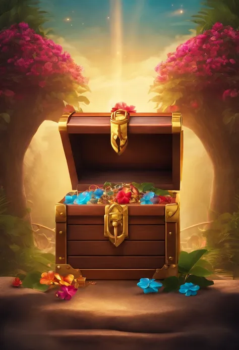 "Magic chests, promotional poster, High-quality image, Minimalism, Plain background"