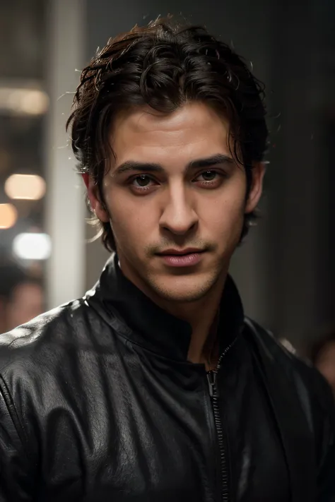 a Caucasian handsome young man, black hair, pitch black eyes, with a mix of the best features of Hrithik Roshan, Timothy Chalamet, Shahrukh Khan, Ryan Gosling, George Clooney, photo realistic, hyperfine details, detailed skin, sharp features, hyper realist...