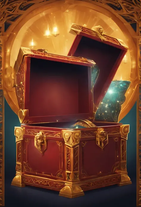 "Magic chests, promotional poster, High-quality image, Minimalism, Plain background"