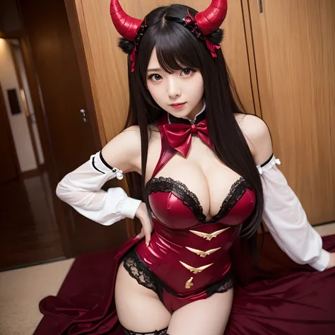 Beautiful girl busty gravure idol doing devil cosplay