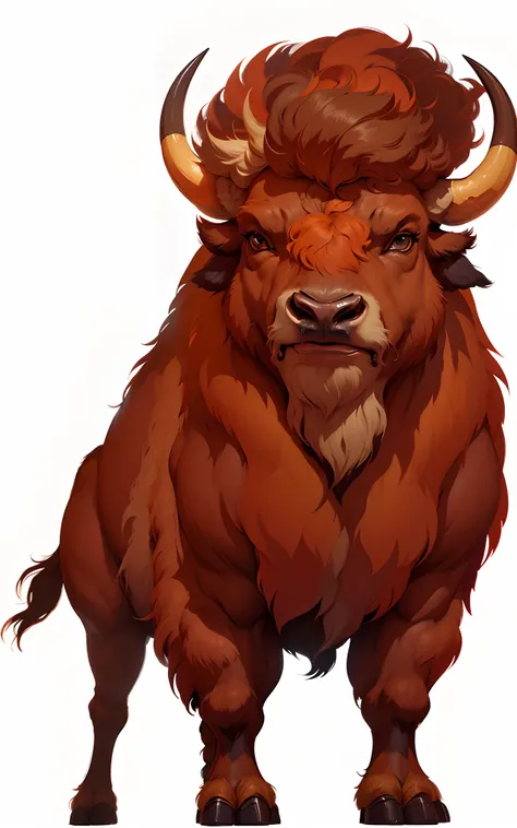 bison, delicated, video game style, 2D Drawing, Light and shadow are natural