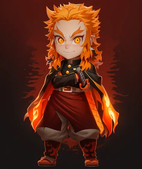 a cartoon image of a young man with blonde hair and a cape, blazing infero, demon slayer rui fanart, fire!! full body, handsome guy in demon slayer art, demon slayer artstyle, kimetsu no yaiba, furio tedesschi, dio, dio brando, tanjiro kamado, official art...