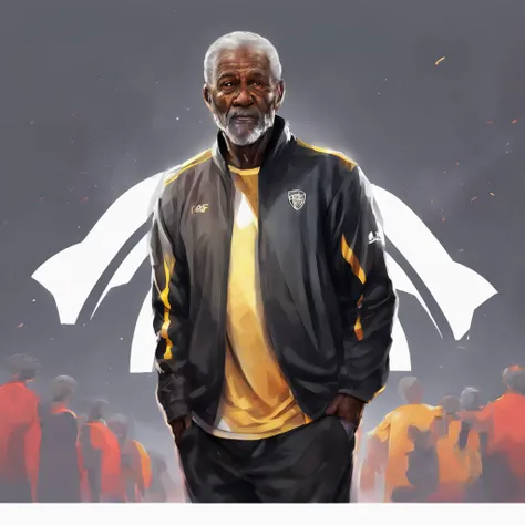 (old black man, soccer coach, black sport jacket), HDR, ultra-detailed, realistic, portraits, vibrant colors, soft lighting