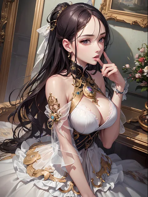 ((Finest quality)),(超A high resolution),(ultra-detailliert),(Meticulous portrayal),((Best CG)),(Finest works of art),Ultra-Precision Art,The art of astounding depiction,Contemporary art, (Female Fashion Model),Fashion Leader,Clean face,Hoop Dresses,toned b...