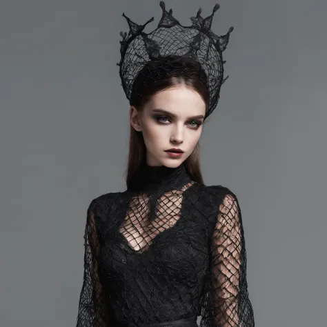 Girl in symbolic gothic net clothes