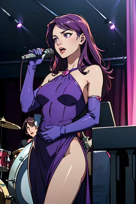best quality,4k,8k,highres,masterpiece:1.2),ultra-detailed,(realistic,photorealistic,photo-realistic:1.37), vibrant colors, stage spotlight, vintage microphone, elegant hair, graceful pose, dynamic atmosphere, stylish interior, classic jazz era vibes, capt...