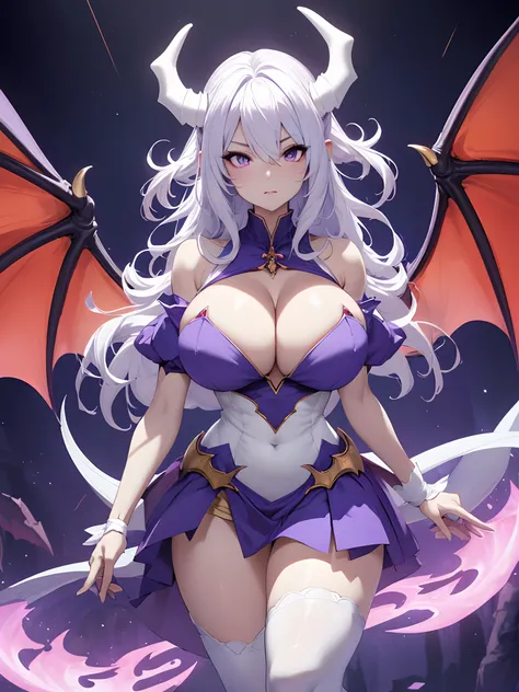 (DRAGON HEAD), HUGE FAKE BOOBS, (BEAUTIFUL FACE), (WHITE:1.2, PURPLE:0.8,  Blue Dress), ((A PAIR OF HUGE Vampire WINGS)), (CLEAVAGE), (FULL BODY:1), (TALL LEGS:1.2), FRONT, (STANDING:1), (SLENDER BODY), (MUSCLE A BS:1.3), UHD, 8K, 1080P