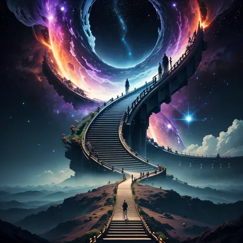 Torii, Infinite Length of the Universe, Infinite Galaxy, Dangerous Black Hole, Exploding Supernova, Floating Star, Infinite Staircase, Starry Nebula, Disturbing Movie Atmosphere, Negative Dark Mode, Matrix Atmosphere, Cloud Storm Swirling Digital Code