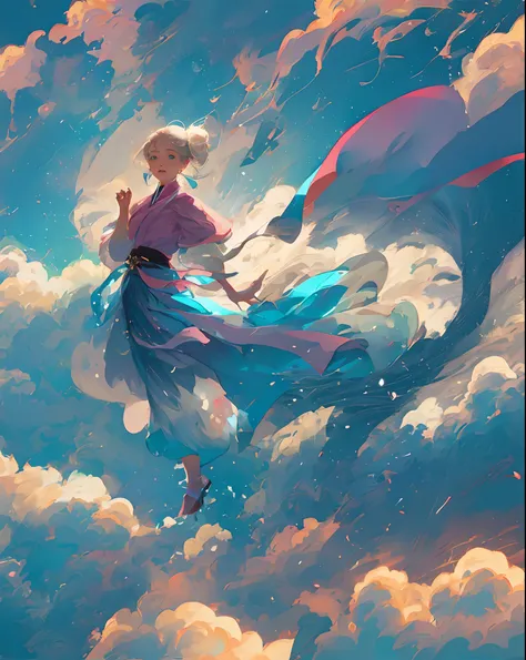 Anime, woman, music, wind, elemental