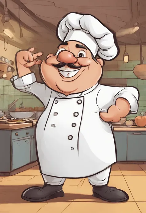 A Cartoon Chef Who Is Fat With A Big Big Toe