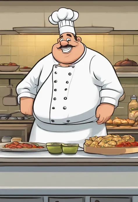 A Cartoon Chef Who Is Fat With A Big Big Toe