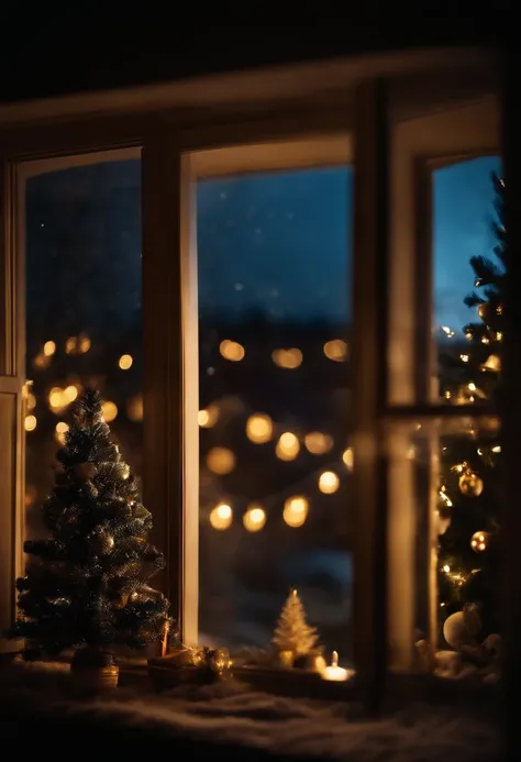 View from the window, Christmas, the night