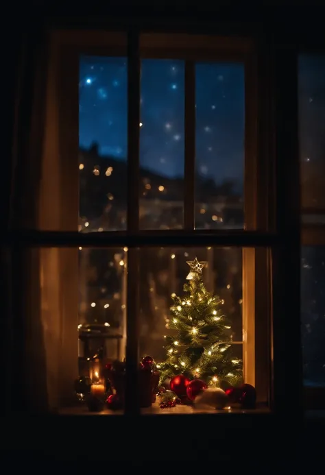 View from the window, Christmas, the night