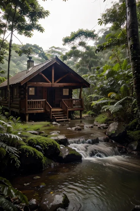 A cabin in the humid forest, flores, cachoeira