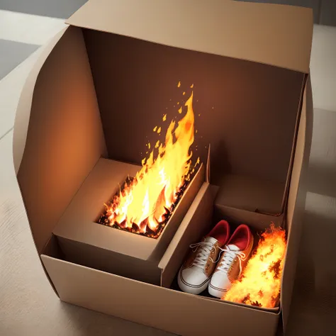 Shoe box on fire