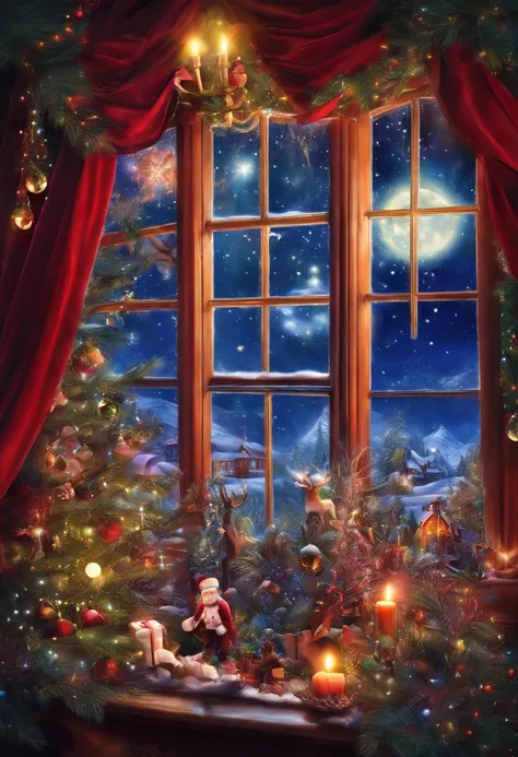 window, Christmas, the night