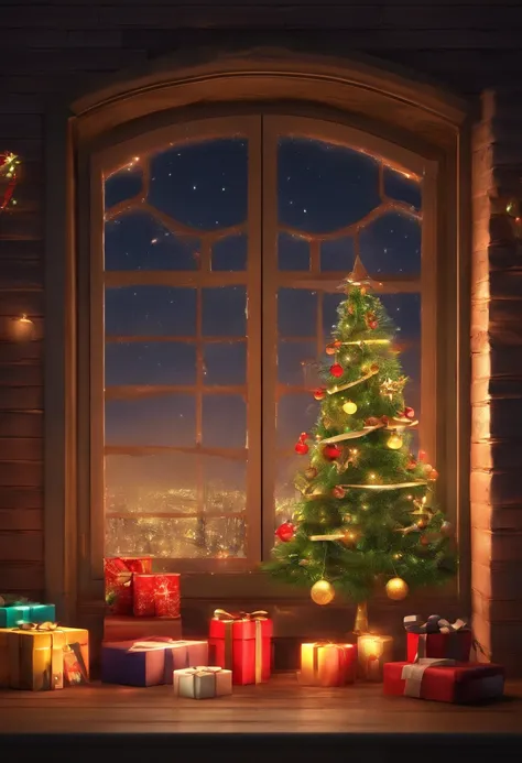 window, Christmas, the night